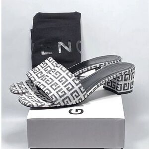 NWT GIVENCHY 4G Canvas Mules w Block Heel